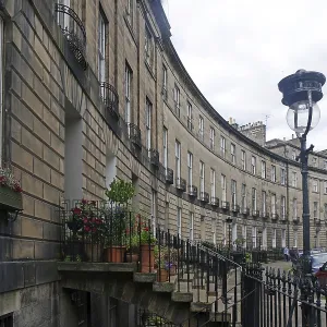 Historic street scene with buildings in a semicircle Historic street scene with buildings in a semicircle