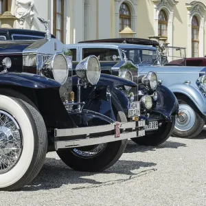 Historic, vintage Rolls-Royce cars are parked in front of Schloss Ludwigsburg Palace Historic, vintage Rolls-Royce cars are parked in front of Schloss Ludwigsburg Palace