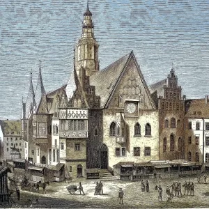 Historical illustration of the town hall of Wroclaw