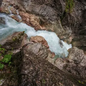 Hoellentalklamm, a deep gorge in Alpen near Garmisch-Partenkirchen in Germany