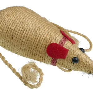 Homemade toy mouse for a cat made of jute rope