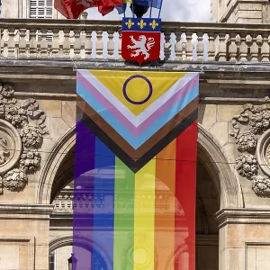 Hotel de Ville, city hall with rainbow flag