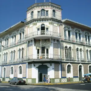 House clad with glazed bricks in Iquitos on the Amazon House clad with glazed bricks in Iquitos on the Amazon