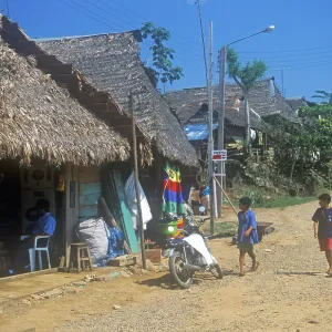 Houses, people, children, harbor Houses, people, children, harbor