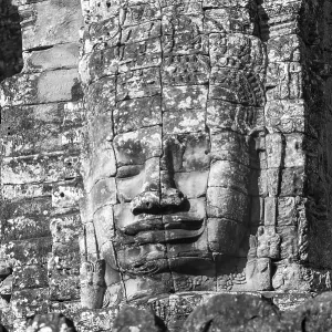 Huge stone-carved face of Bodhisattva Lokeshvara