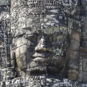 Huge stone-carved faces of Bodhisattva Lokeshvara