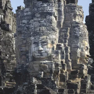 Huge stone-carved faces of Bodhisattva Lokeshvara