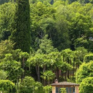Hut on Mountainin a Sunny Summer Day on the Waterfront to Lake Lugano in Morcote