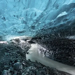 Ice cave in Vatnajoekull glacier Ice cave in Vatnajoekull glacier