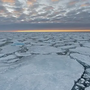 Ice floes, pack ice, evening mood Ice floes, pack ice, evening mood