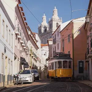 The Iconic and Famous Vintage Tram Number 28 in Alfama