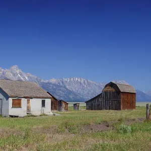 The iconic John Moulton homestead in Grand Teton in Wyoming in USA
