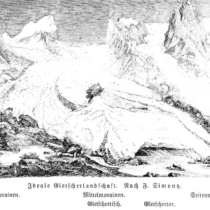 Ideal image of a glacier landscape with moraines