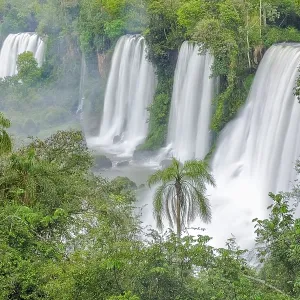 Iguazu Falls, waterfall cascades on the Argentina side Iguazu Falls, waterfall cascades on the Argentina side