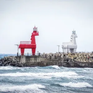 Iho Tewoo Beach two horse shaped lighthouses Iho Tewoo Beach two horse shaped lighthouses
