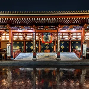 Illuminated main hall of Asakusa Shrine or Senso-ji Temple Illuminated main hall of Asakusa Shrine or Senso-ji Temple