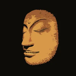 Illustration of a Buddha statue's face<br> Illustration of a Buddha statue's face
