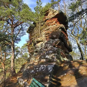 Piedra de arenisca impresionante en el Dahner Felsenland junto a Gruner Bank. Piedra de arenisca impresionante en el Dahner Felsenland junto a Gruner Bank.
