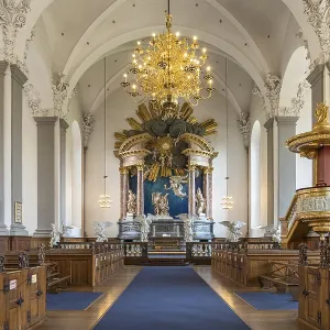 Interior of the Evangelical Lutheran Church of the Saviour in front of Frelsers Kirke Interior of the Evangelical Lutheran Church of the Saviour in front of Frelsers Kirke