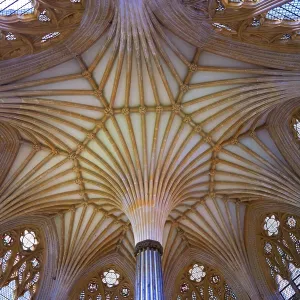 Interior Vaulted Roof Print of Wells Cathedral Chapter House