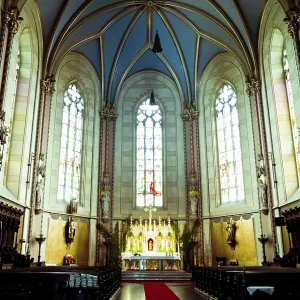Interior view of a cathedral with an ornate altar
