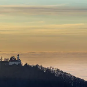 Inversion weather, fog, sunset