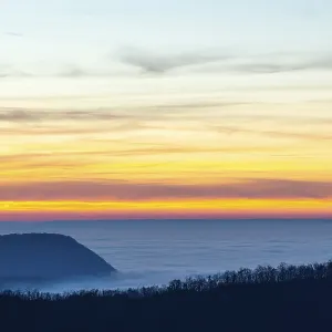 Inversion weather, fog, sunset