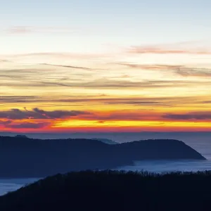 Inversion weather, fog, sunset
