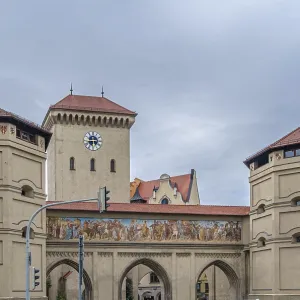The Isartor, a Gothic city gate in the historic old town area of Munich