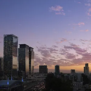 Israel, Tel Aviv financial business district skyline with and high tech offices