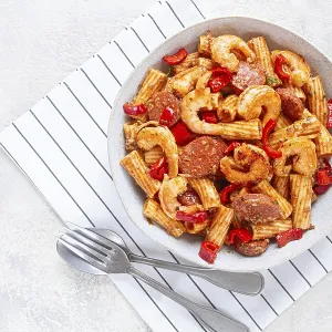 Jambalaya Pasta Print: Shrimp, Sausages and Bell Pepper Jambalaya Pasta Print: Shrimp, Sausages and Bell Pepper