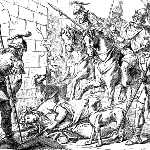 Jezebel falls down, is kicked and dies