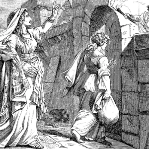 Judith arrives at the gate of Jerusalem with her maid Judith arrives at the gate of Jerusalem with her maid