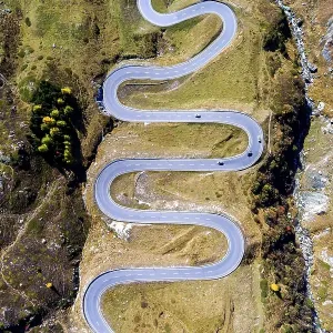 Julierpass, winding alpine pass in the Engadine