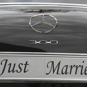 Just Married Licence Plate Print - Vintage Mercedes Benz 300