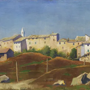 Karl Christian Ludwig Hofer, peintre expressionniste et réaliste expressif allemand (1878-1955), paysage du Tessin près de Breganzona.
