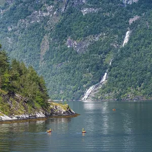 Kayakers in Geirangerfjord, Sunmore