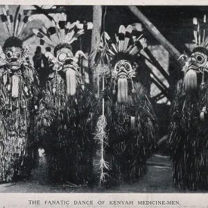 Four Kenyan shamans or medicine men in ceremonial dress