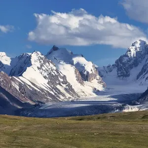 Kizil-Asker glacier, Kakshaal Too in the Tian Shan mountain range near the Chinese border
