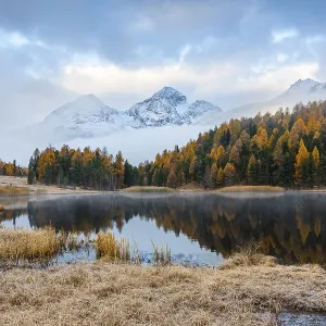 Lake Staz against mountain backdrop Lake Staz against mountain backdrop