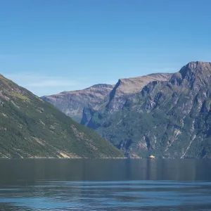 The landscape at the Geirangerfjord in summertime in Norway is beautiful