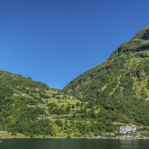 The landscape at the Geirangerfjord in summertime in Norway is beautiful