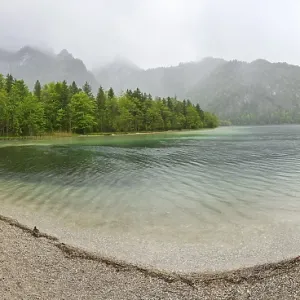 Landscape of Lake Offensee on a rainy day in spring Landscape of Lake Offensee on a rainy day in spring