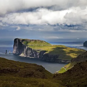 Landscape overlooking the northeast coast of Eysturoy in the North Atlantic from Streymoy