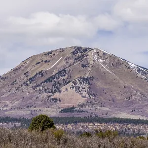 Landscape overlooking south peak and abajo peak mountains in utah