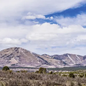 Landscape overlooking south peak and abajo peak mountains in utah