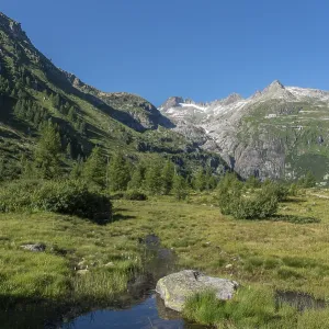 Landscape of the Rhone valley near the hamlet of Gletsch