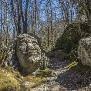 Large face made of tufa in the forest Falanga Large face made of tufa in the forest Falanga