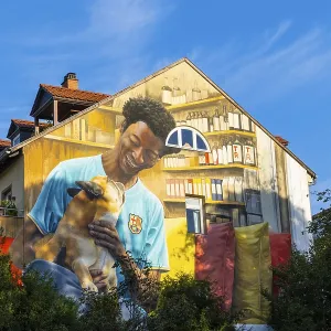 Large graffiti on a house facade