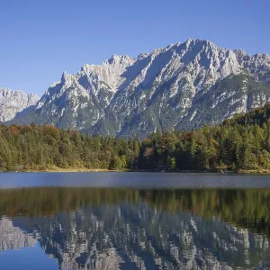 Lautersee with Karwendel mountains in autumn Lautersee with Karwendel mountains in autumn